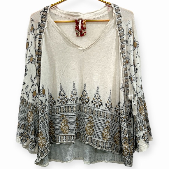 Free People Medallion Print Top Cream Size Medium - Picture 10 of 13